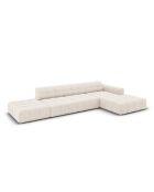Canapé d'angle Droit Velours Chicago 5 Places beige clair - 341x166x70 cm