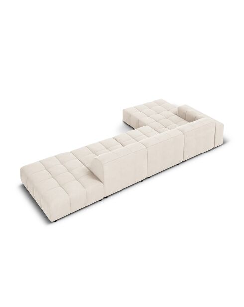 Canapé d'angle Gauche Velours Chicago 5 Places beige clair - 341x166x70 cm