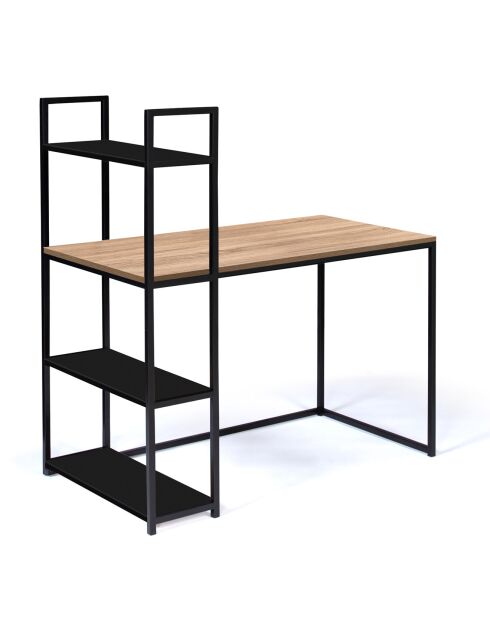 Bureau bibliothèque manhattan plateau bois bois/noir - 113x64x120 cm