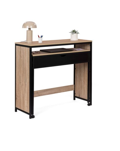 Bureau extensible manhattan bois/noir - 98.5x36x88 cm