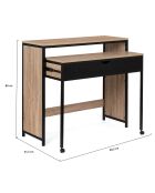 Bureau extensible manhattan bois/noir - 98.5x36x88 cm