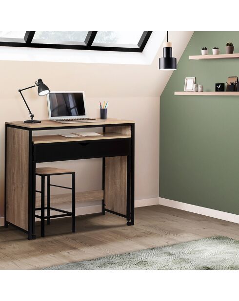 Bureau extensible manhattan bois/noir - 98.5x36x88 cm