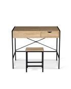 Coiffeuse industrielle alana avec tabouret bois/noir - 83x39.5x75.5 cm