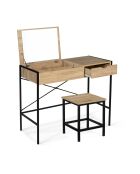 Coiffeuse industrielle alana avec tabouret bois/noir - 83x39.5x75.5 cm