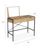 Coiffeuse industrielle alana avec tabouret bois/noir - 83x39.5x75.5 cm