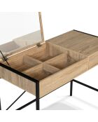 Coiffeuse industrielle alana avec tabouret bois/noir - 83x39.5x75.5 cm