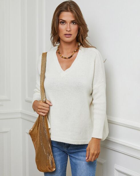 Pull en Laine & Cachemire mélangés Ginette écru