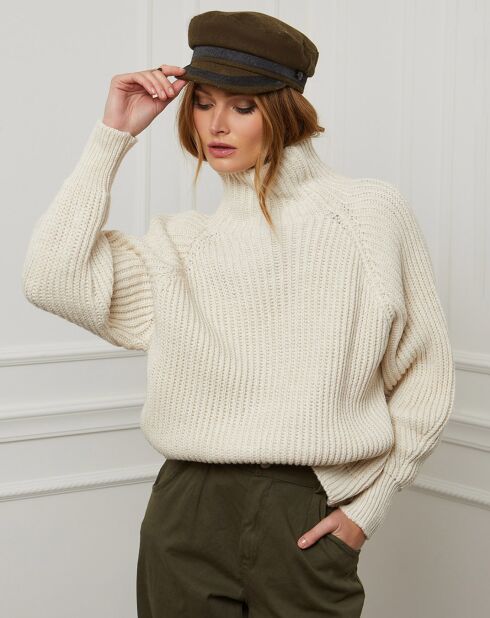 Ecrufarbener Babypullover aus 100% Wolle