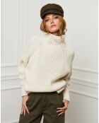 Ecrufarbener Babypullover aus 100% Wolle