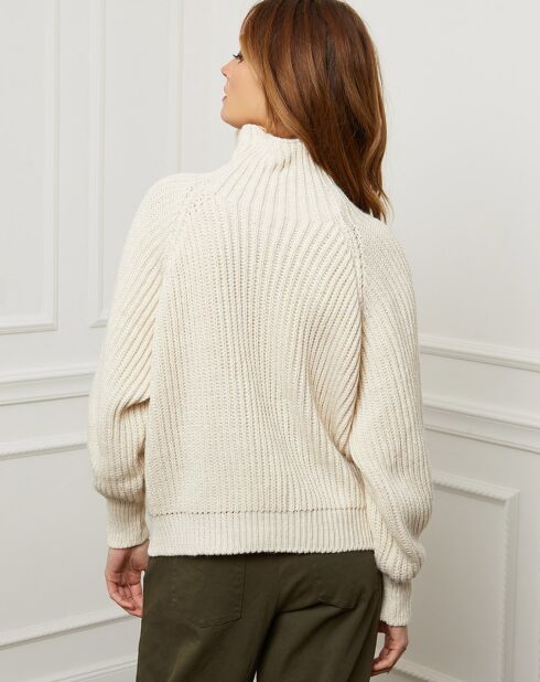 Ecrufarbener Babypullover aus 100% Wolle