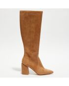 Bottes en Velours de Cuir Avenue 85 Block noisette - Talon 8.5 cm