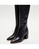 Bottes en Cuir Avenue 85 Block noires - Talon 8.5 cm