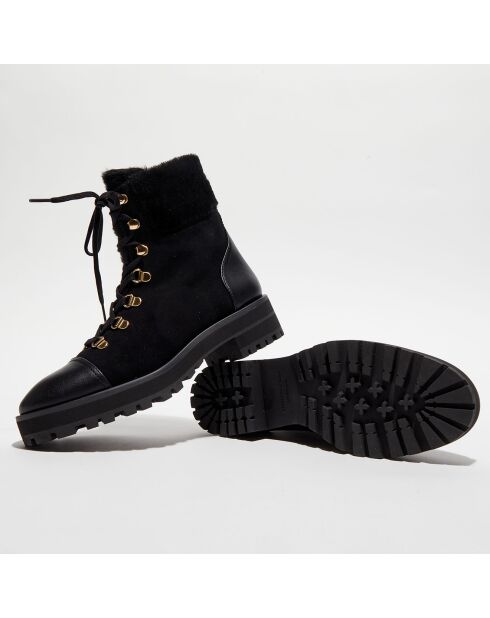 Boots en Velours de Cuir Alpine Cozy Combat noires