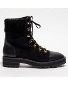 Boots en Velours de Cuir Alpine Cozy Combat noires