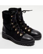 Boots en Velours de Cuir Alpine Cozy Combat noires