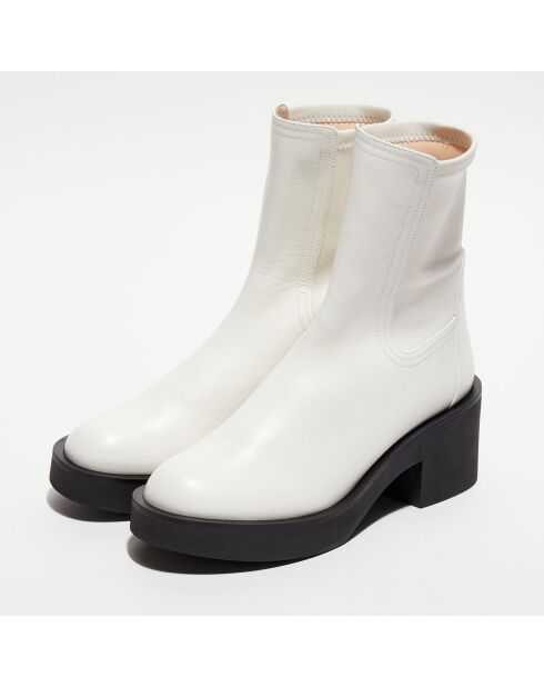 Chelsea boots en Cuir Gotham crème - Talon 6,5 cm