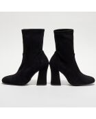 Bottines en Velours de Cuir Curveblock 100 noires - Talon 10 cm