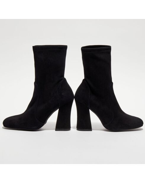 Bottines en Velours de Cuir Curveblock 100 noires - Talon 10 cm