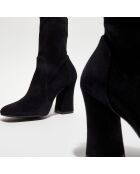 Bottines en Velours de Cuir Curveblock 100 noires - Talon 10 cm