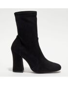 Bottines en Velours de Cuir Curveblock 100 noires - Talon 10 cm