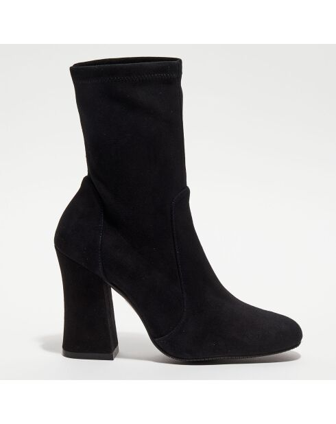 Bottines en Velours de Cuir Curveblock 100 noires - Talon 10 cm