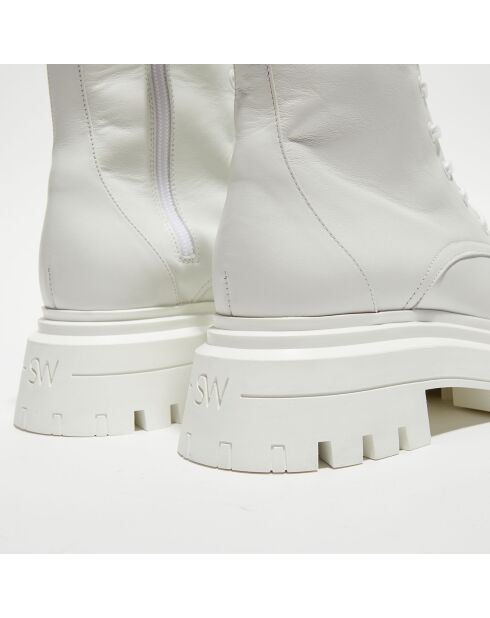 Boots en Cuir Bedford Sleek blanches - Talon 5 cm