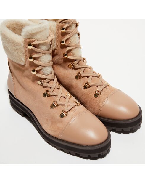 Boots en Cuir Alpine Cozy Combat naturel/crème