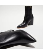 Bottines en Cuir Avenue 75 noires - Talon 7.5 cm