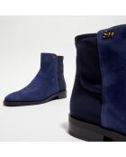 Bottines en Velours de Cuir Kye City bleues