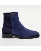 Bottines en Velours de Cuir Kye City bleues