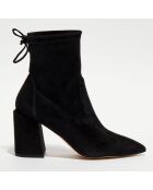 Bottines en Velours de Cuir Ave 85 City noires - Talon 8.5 cm