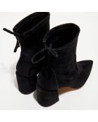 Bottines en Velours de Cuir Ave 85 City noires - Talon 8.5 cm