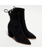 Bottines en Velours de Cuir Ave 85 City noires - Talon 8.5 cm