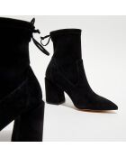 Bottines en Velours de Cuir Ave 85 City noires - Talon 8.5 cm