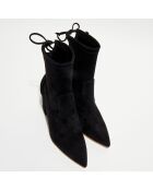 Bottines en Velours de Cuir Ave 85 City noires - Talon 8.5 cm