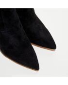 Bottines en Velours de Cuir Ave 85 City noires - Talon 8.5 cm