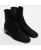 Bottines en Velours de Cuir City Block noires - Talon 4.5 cm