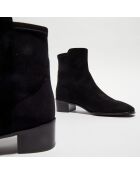 Bottines en Velours de Cuir City Block noires - Talon 4.5 cm