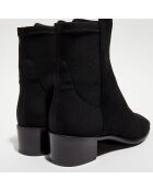 Bottines en Velours de Cuir City Block noires - Talon 4.5 cm