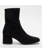 Bottines en Velours de Cuir Sleek Sock noires - Talon 6 cm