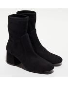 Bottines en Velours de Cuir Sleek Sock noires - Talon 6 cm