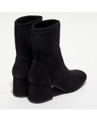 Bottines en Velours de Cuir Sleek Sock noires - Talon 6 cm