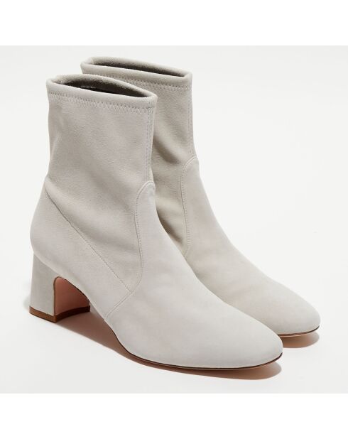 Bottines en Velours de Cuir Niki grises - Talon 6 cm