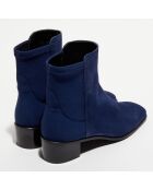 Bottines en Velours de Cuir & Textile City Block bleues - Talon 4.5 cm