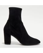 Bottines en Velours de Cuir Yuliana noires - Talon 8 cm