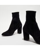 Bottines en Velours de Cuir Yuliana noires - Talon 8 cm