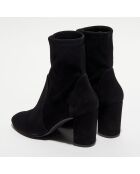 Bottines en Velours de Cuir Yuliana noires - Talon 8 cm