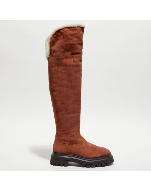 Cuissardes en Velours de Cuir Bedford cappucino/crème