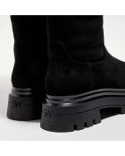 Cuissardes en Velours de Cuir Bedford noires