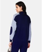 Pull patch  en Cahemire mélangé Jeanne bleu nuit